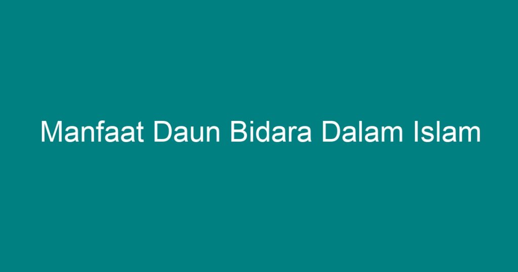 Manfaat Daun Bidara Dalam Islam Geograf