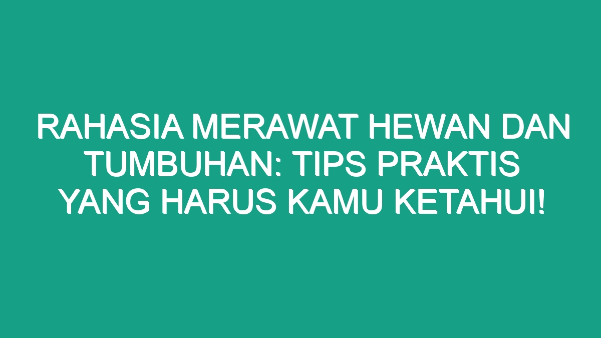 Rahasia Merawat Hewan Dan Tumbuhan Tips Praktis Yang Harus Kamu