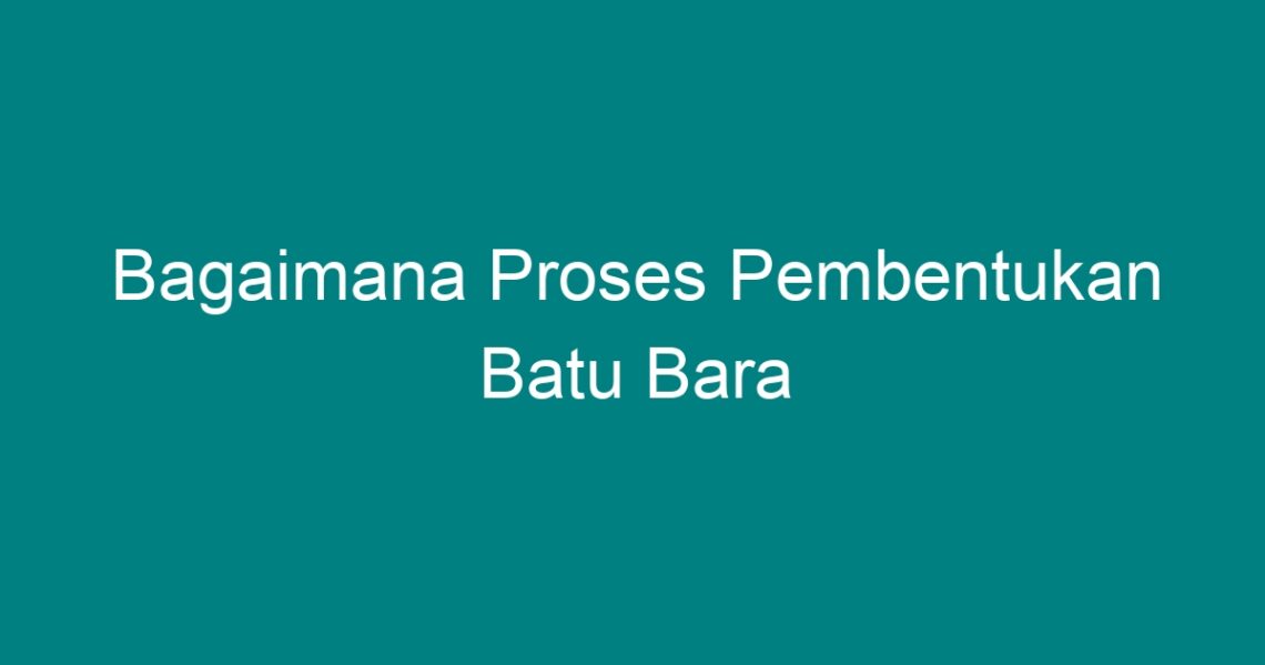 Bagaimana Proses Pembentukan Batu Bara - Geograf