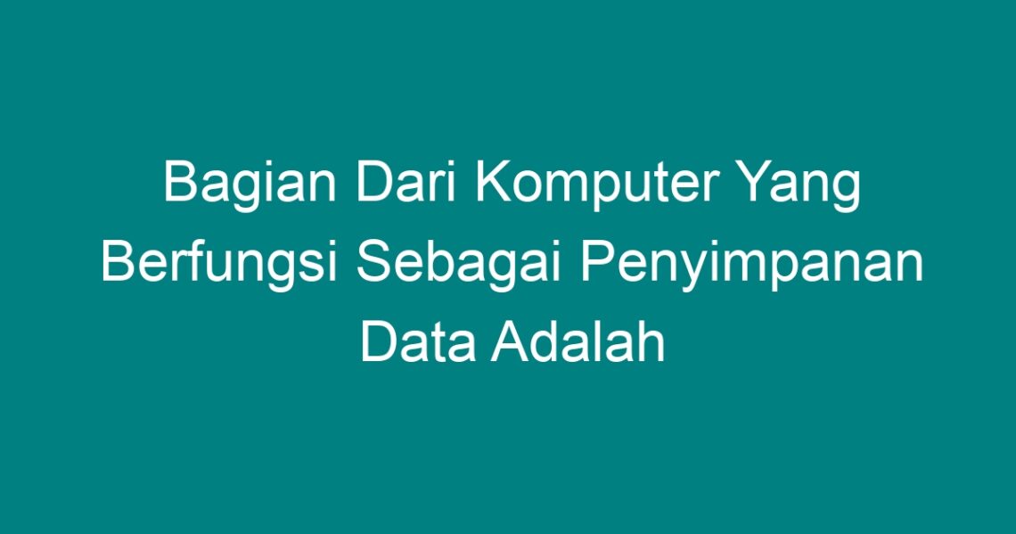 Bagian Dari Komputer Yang Berfungsi Sebagai Penyimpanan Data Adalah