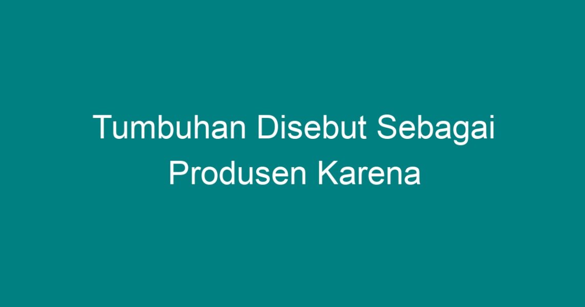 Tumbuhan Dikatakan Sebagai Produsen Produsen Karena