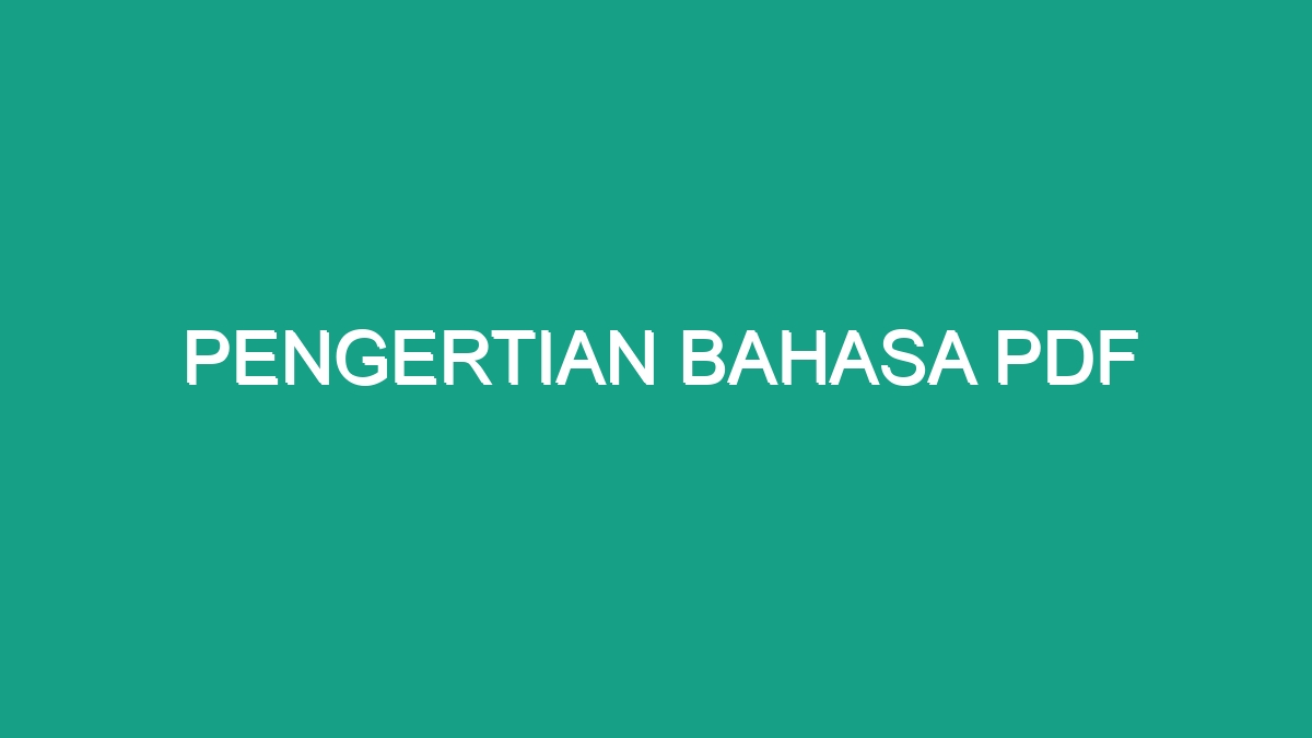 Pengertian Bahasa Pdf - Geograf