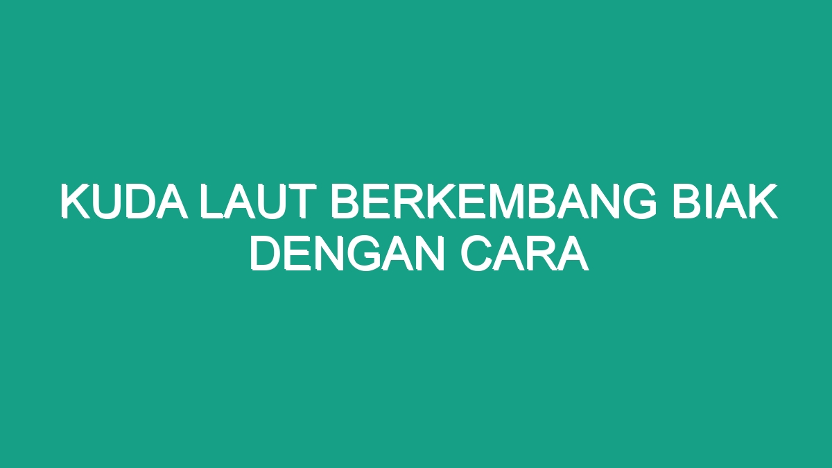 Kuda Laut Berkembang Biak Dengan Cara - Geograf