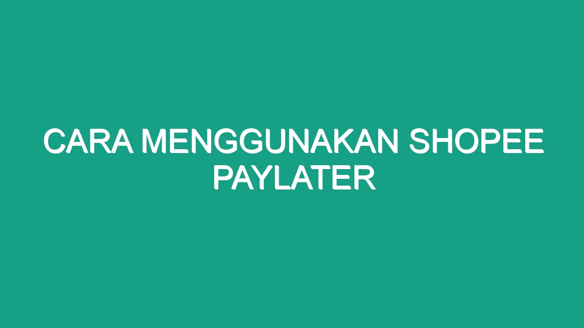 Cara Menggunakan Shopee Paylater Geograf