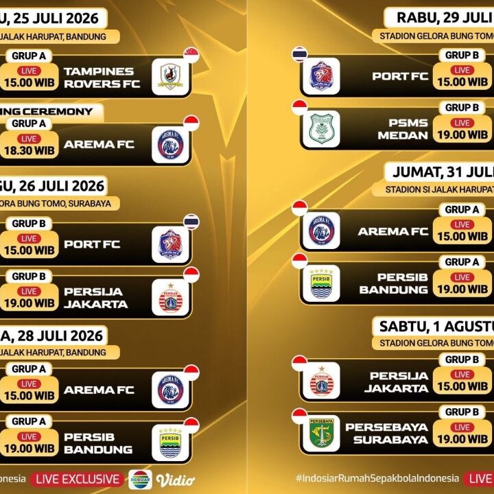 Jadwal Lengkap Piala Presiden 2026 Live Indosiar dan Vidio